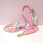 Personalized Light Weight Dog Collar Bowtie Leash Poop Bag Set