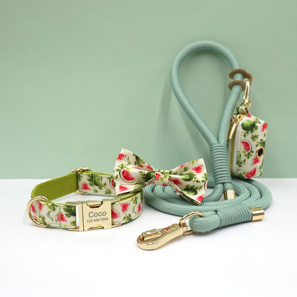 Personalized Cotton Dog Collar Leash Set