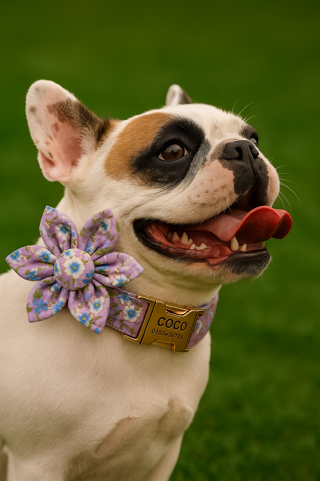 Purple Soft Cotton Personalized Dog Collar, Leash & Harness Set