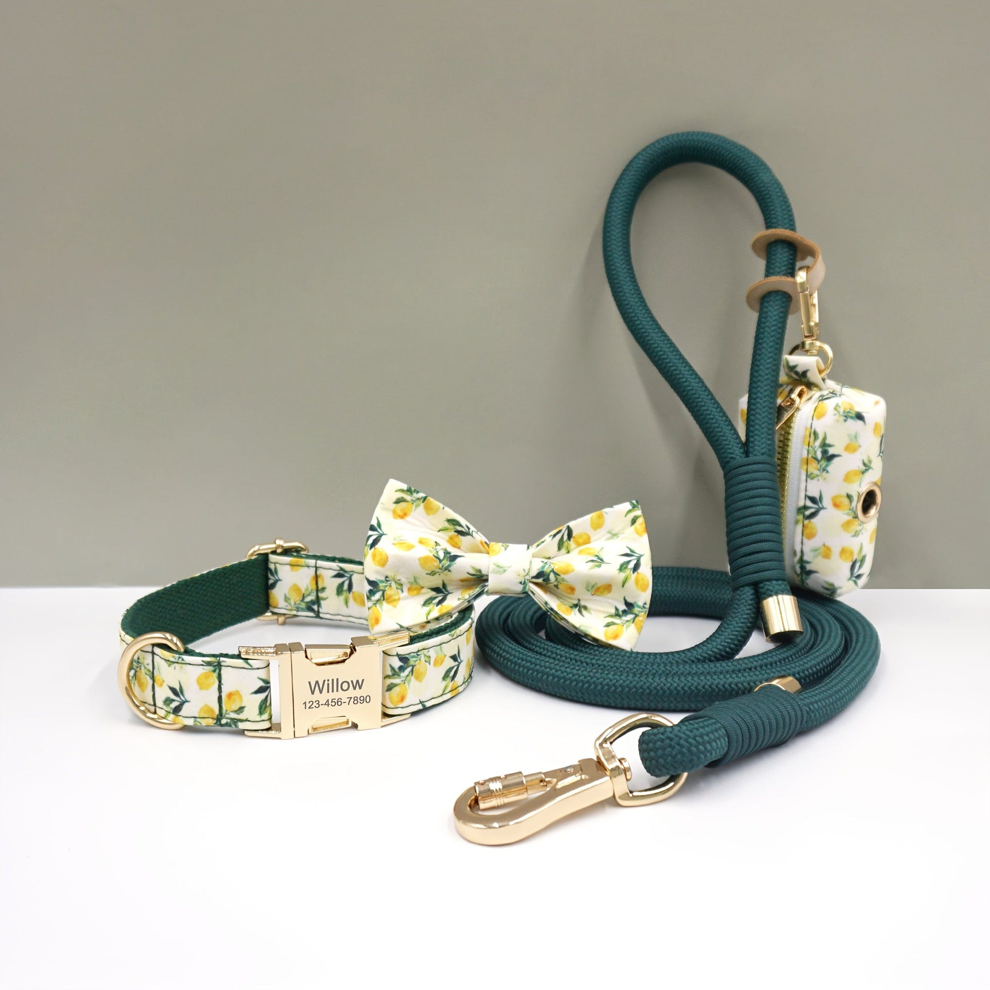 Personalized Cotton Dog Collar Leash Set