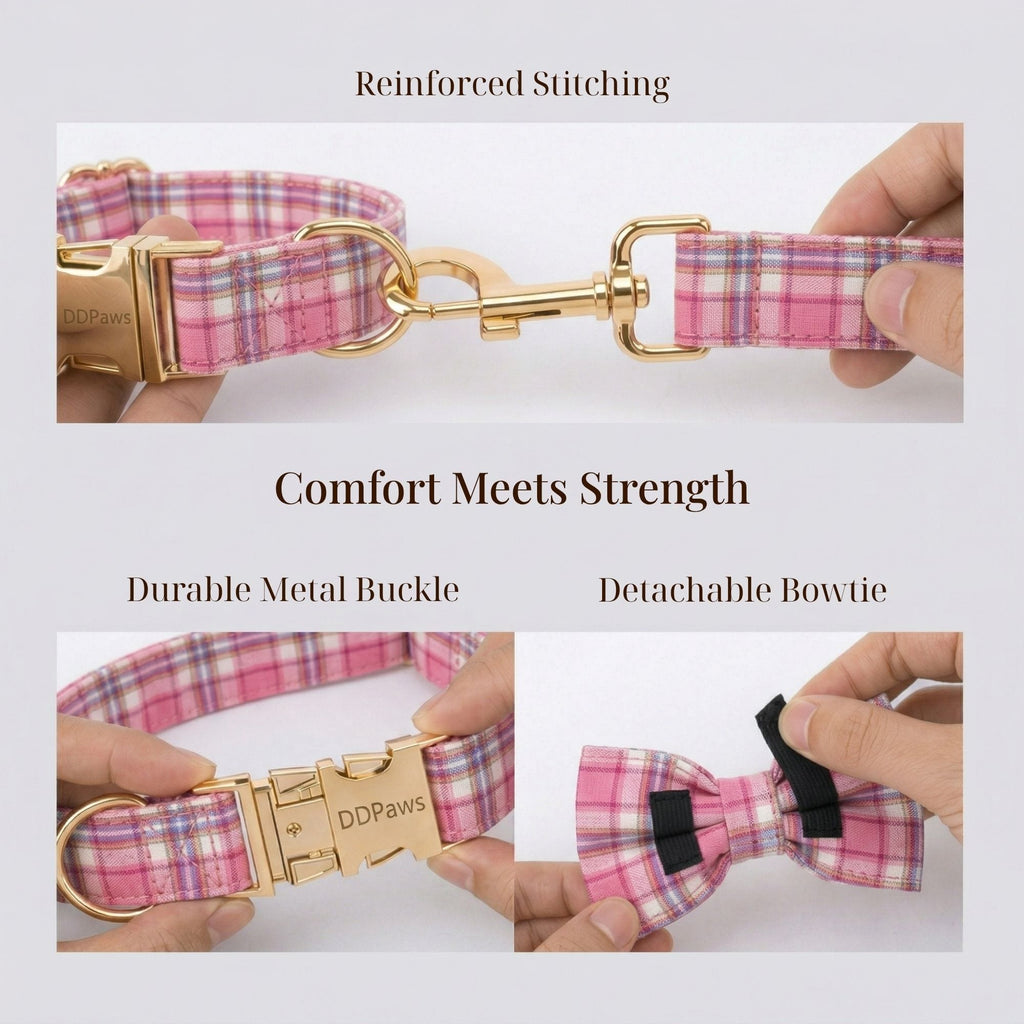 DDPaws  Rose Pink Plaid Set