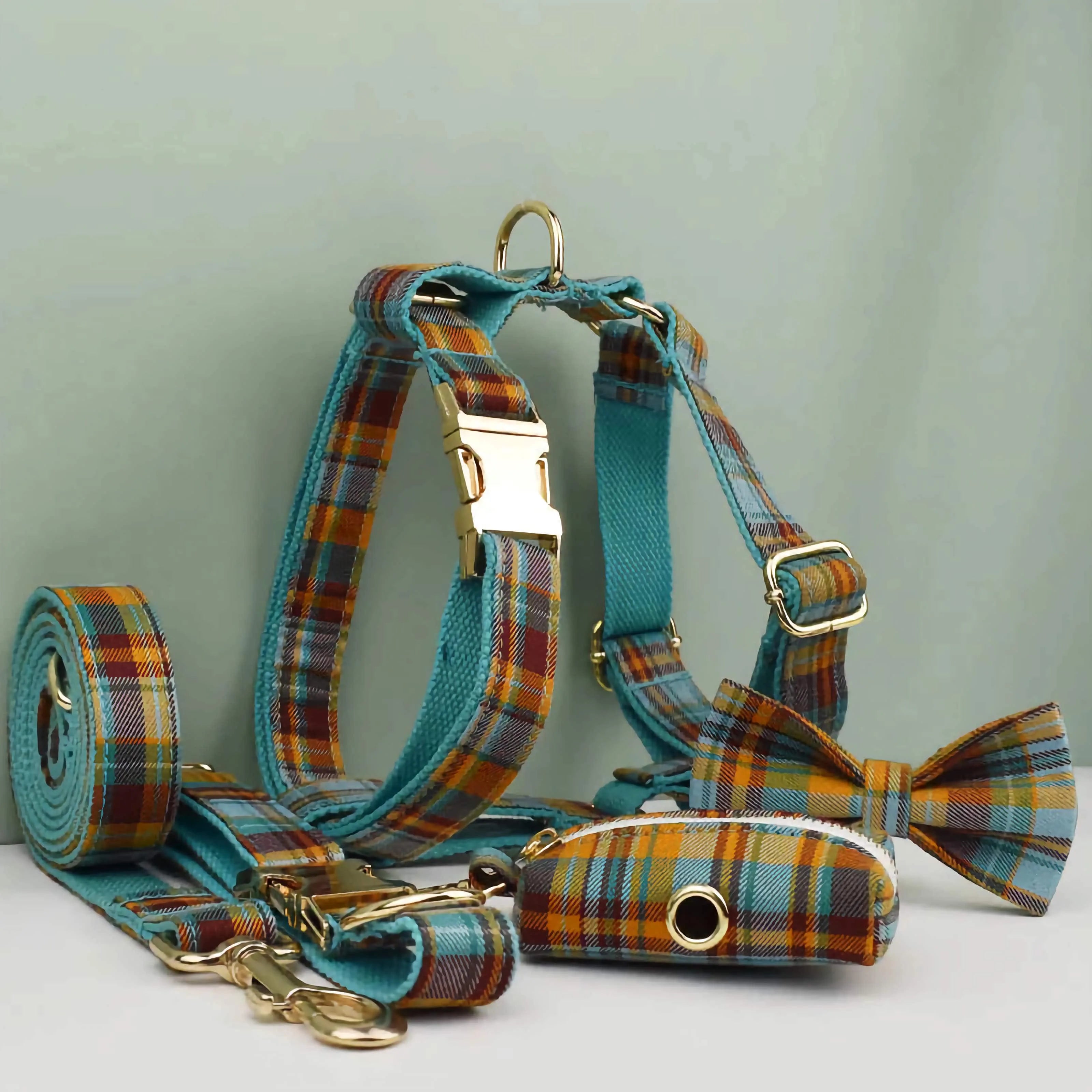D&D Paws  Personalized Autumn Blue Plaid Classic Set