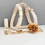 D&D Paws  Lace Wedding Dog Harness, Collar & Leash Set – Floral Bridal Collection