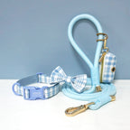 Personalized Light Weight Dog Collar Bowtie Leash Poop Bag Set