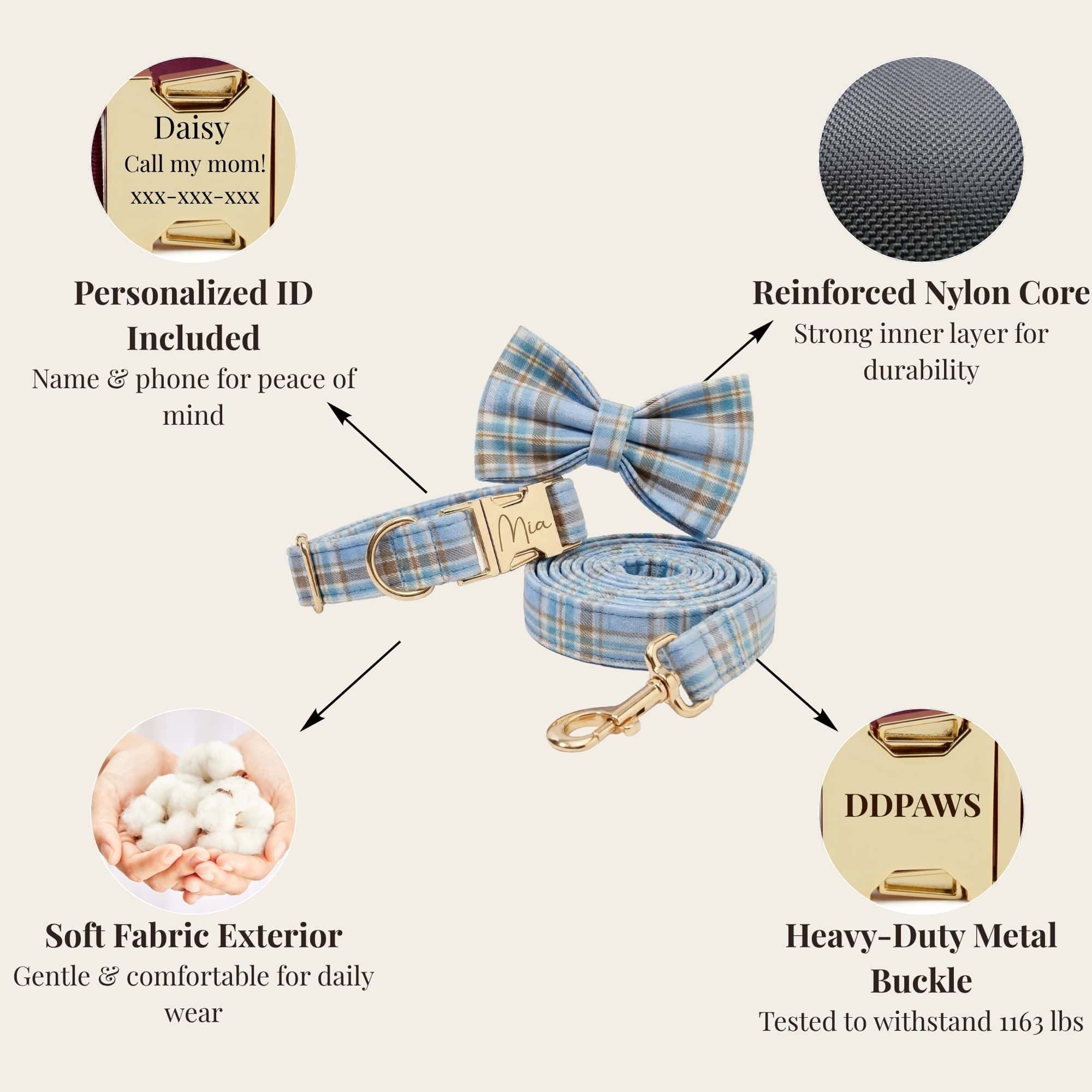 D&D Paws  Blue Plaid Set