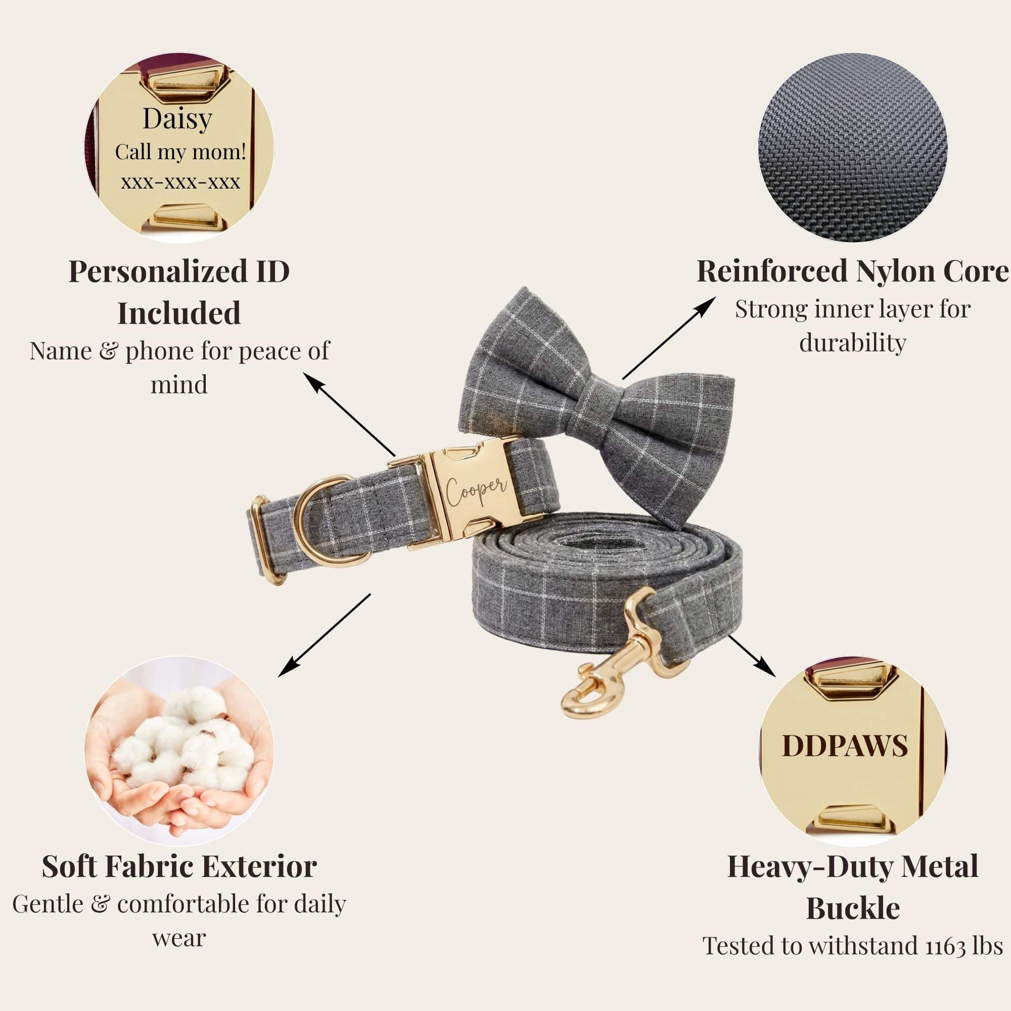 D&D Paws  Gray Plaid Set
