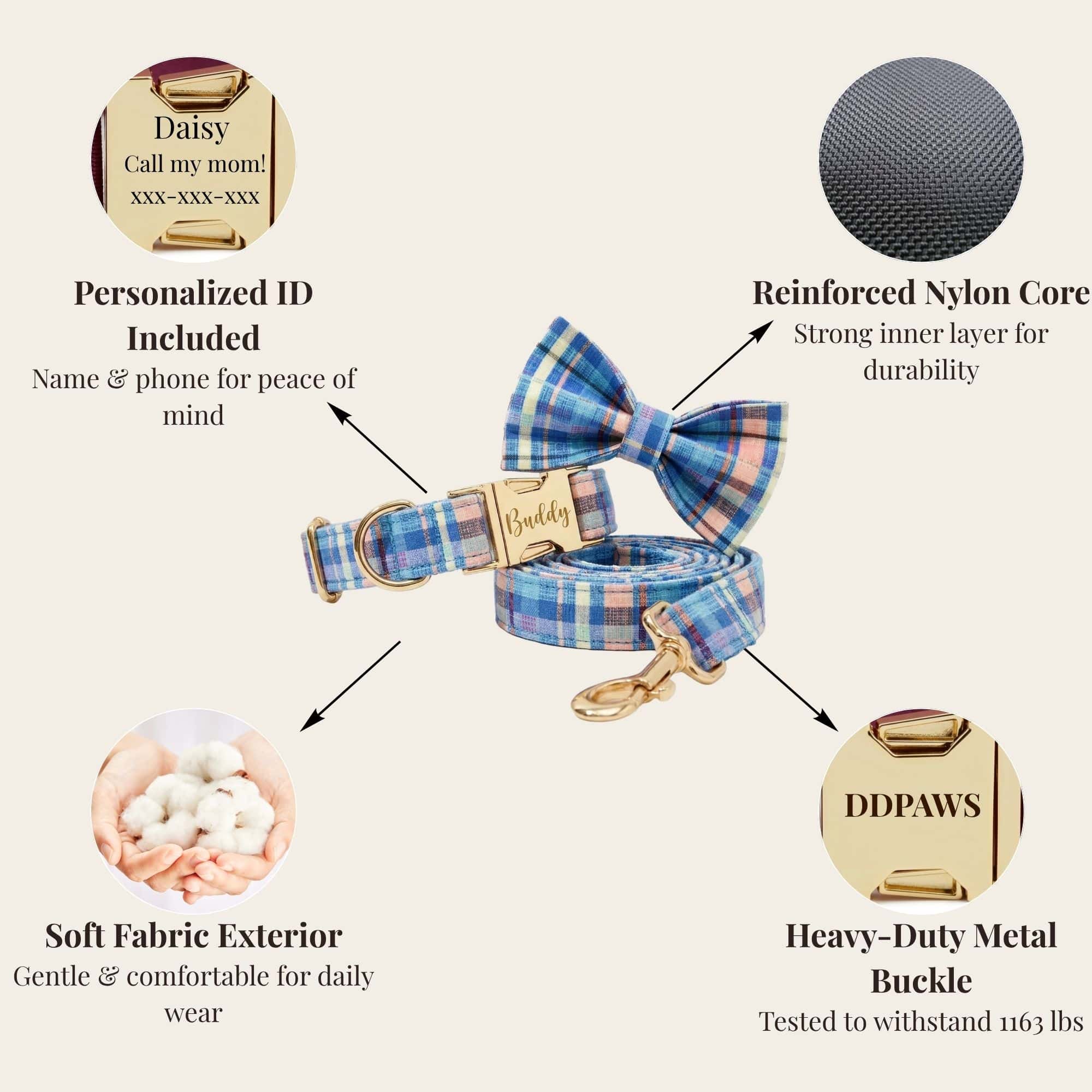 DDPaws  Blue Plaid Set