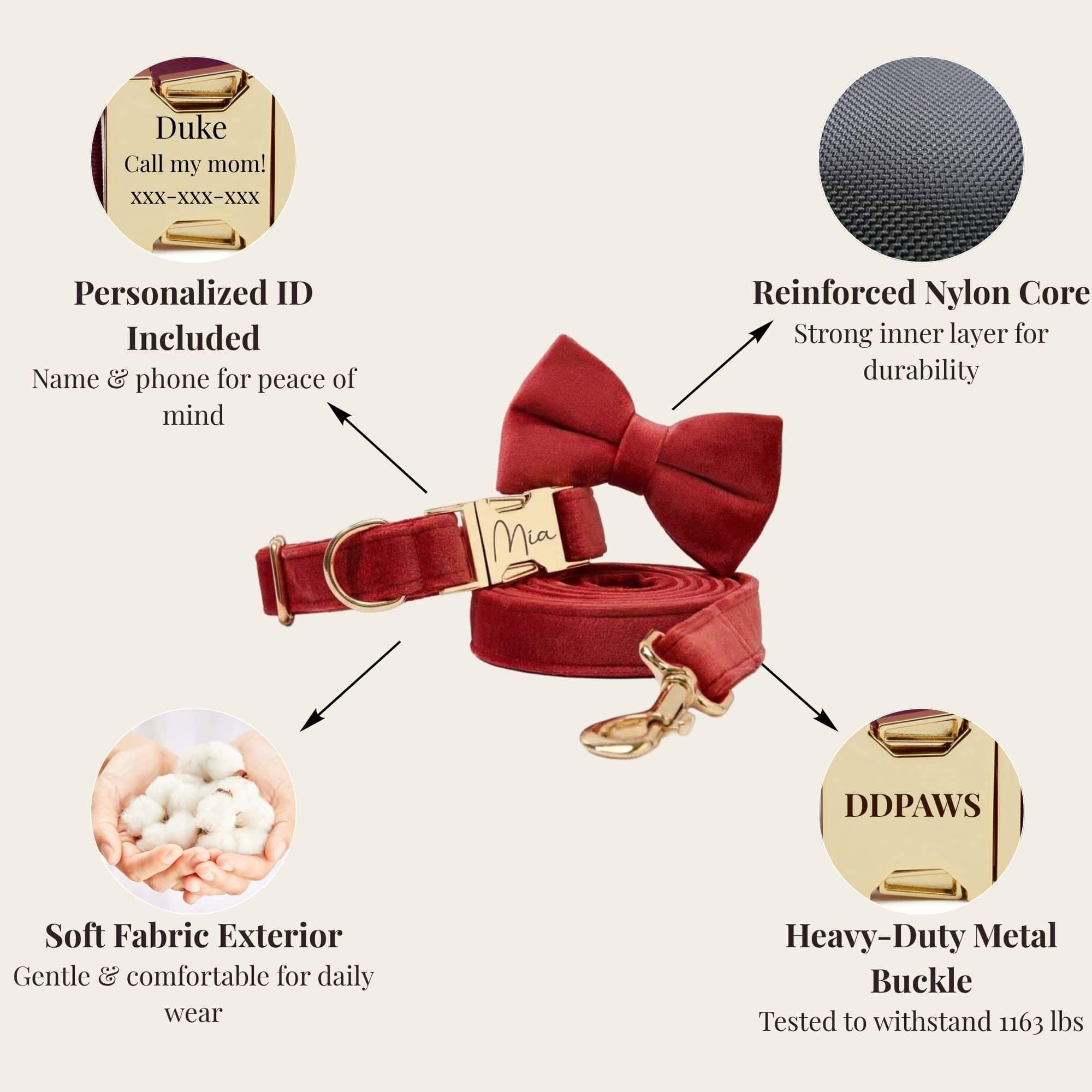 DDPaws  Crimson Red Velvet Set