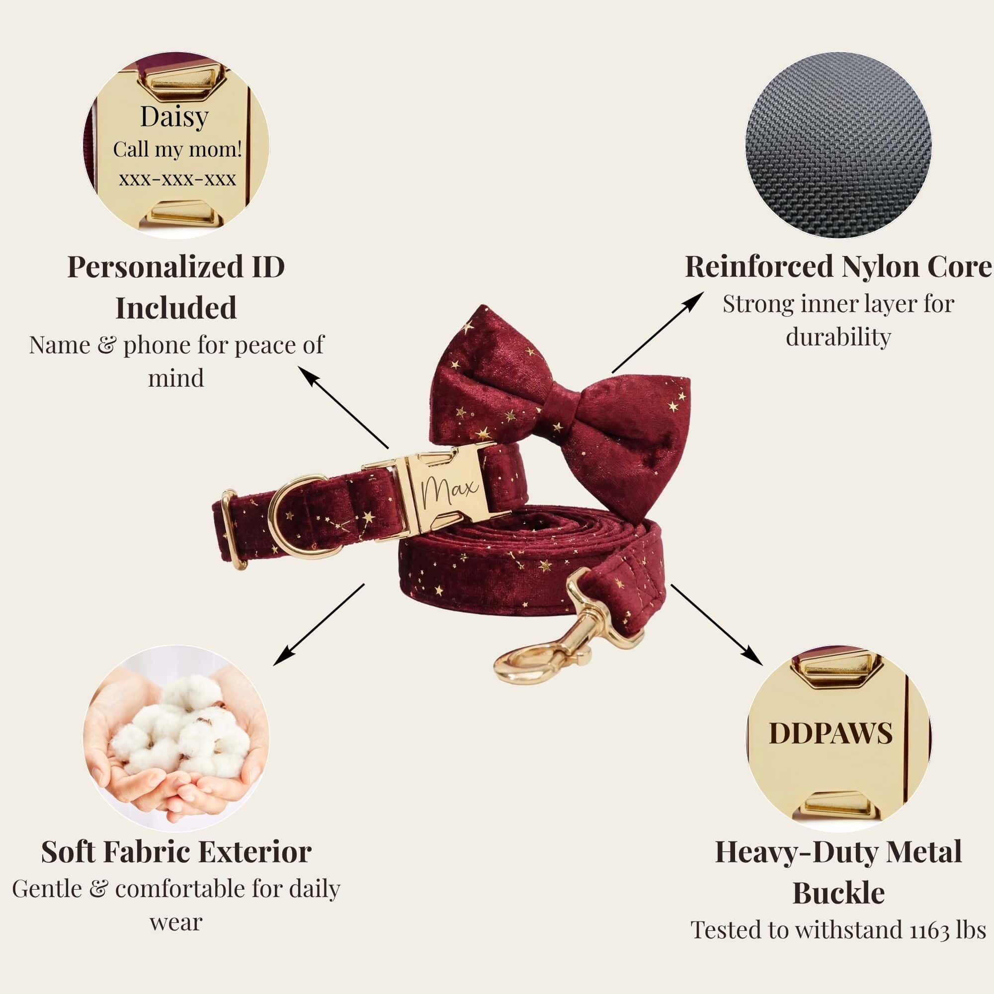 D&D Paws  Velvet Wine Star Set
