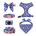 D&D Paws Designed Navy Retrol Floral Dog Vest Set