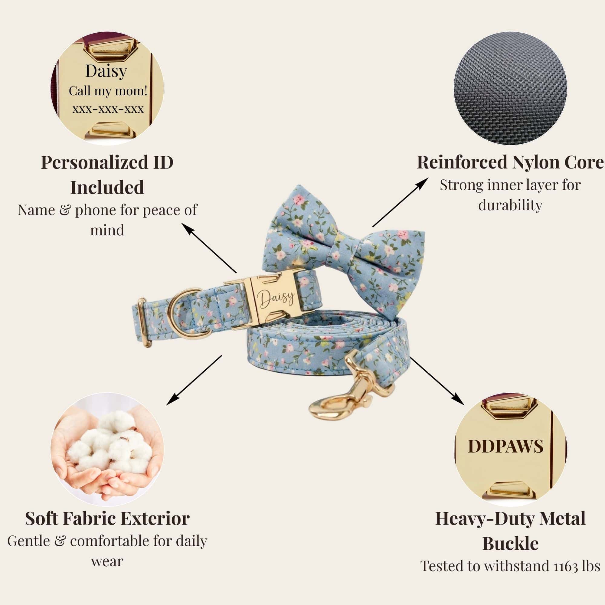 D&D Paws  Dusty Blue Floral Set