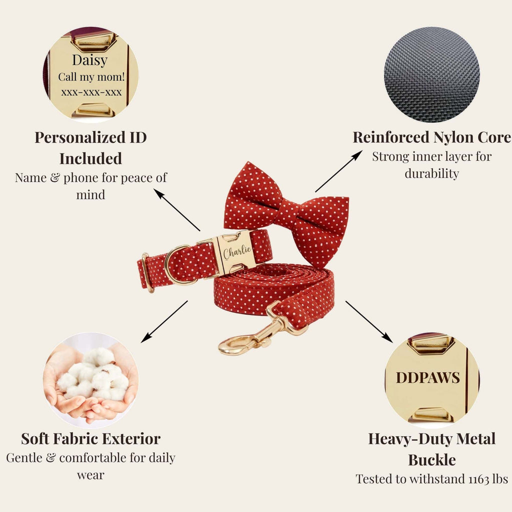 DDPaws  Red Velvet Dog Collar Set