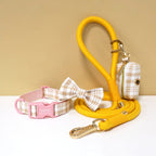 Personalized Light Weight Dog Collar Bowtie Leash Poop Bag Set