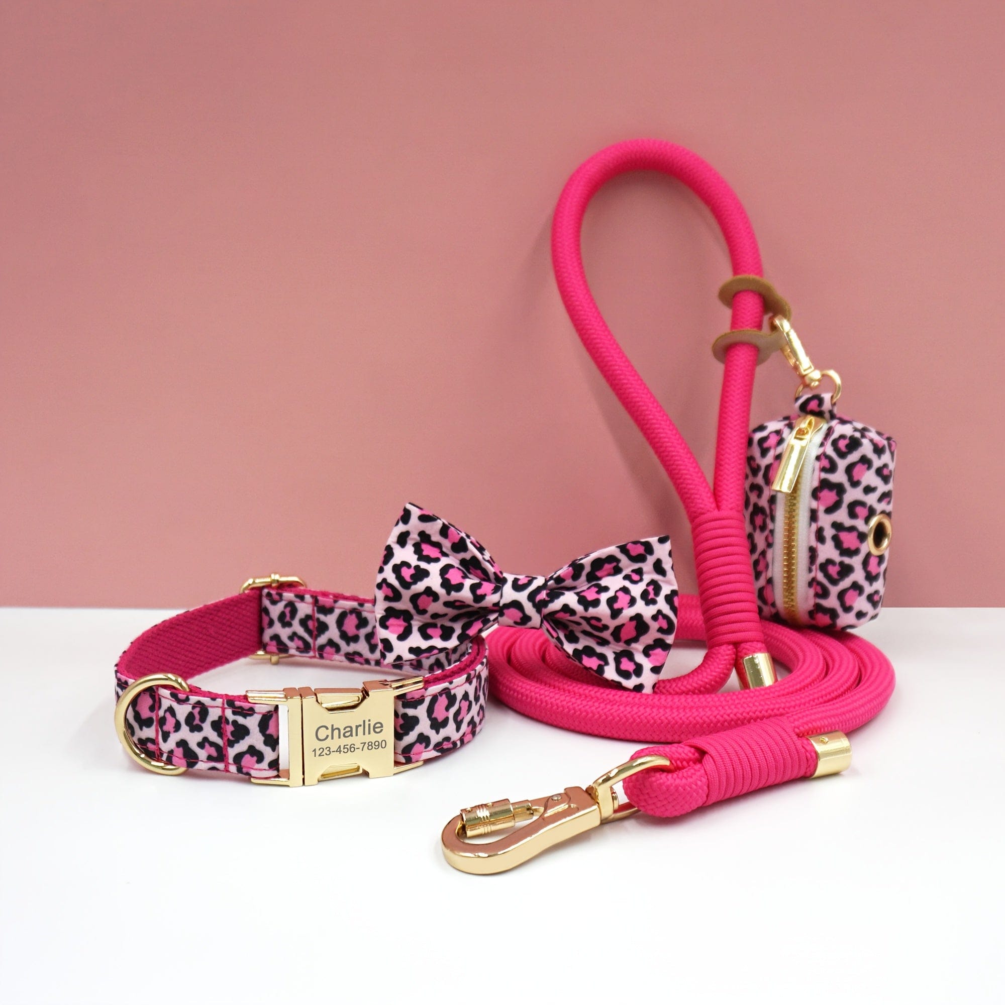 Personalized Cotton Dog Collar Leash Set