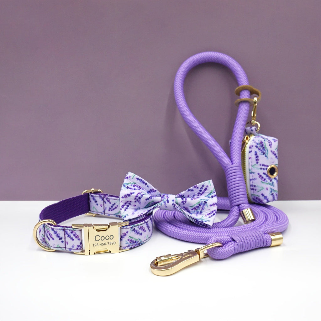 Personalized Cotton Dog Collar Leash Set