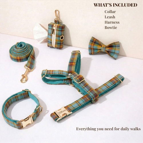 D&D Paws  Autumn Blue Plaid Set