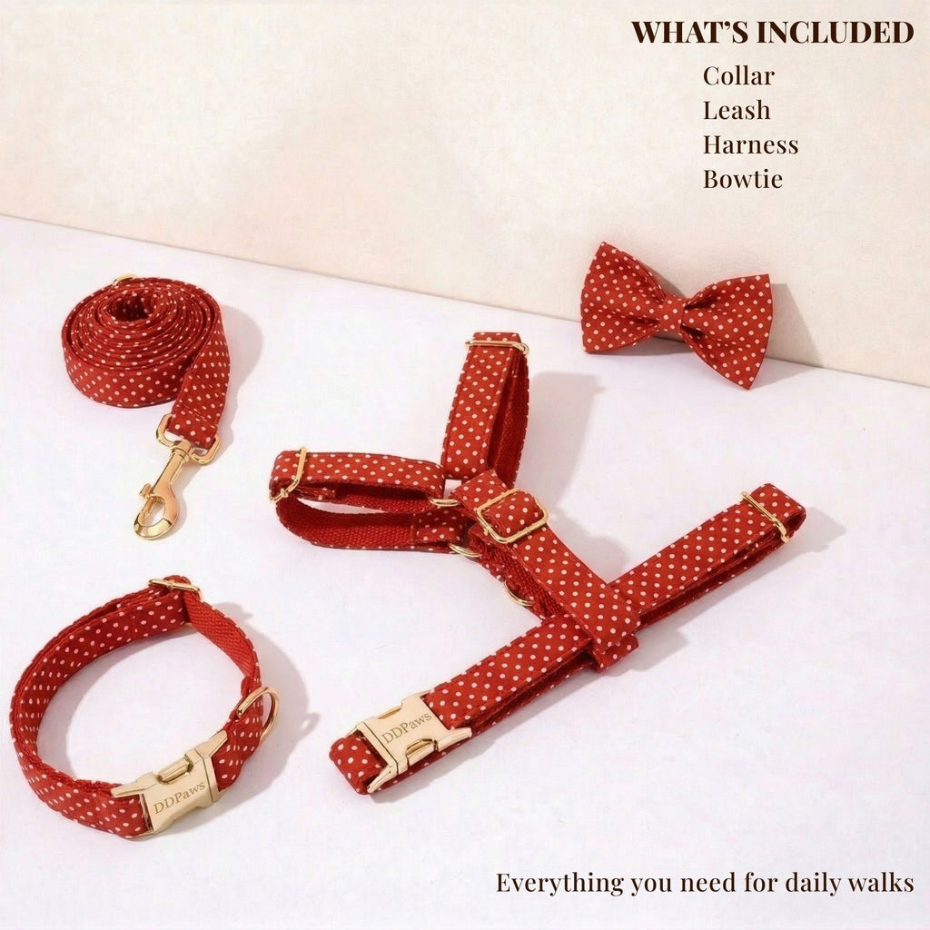 DDPaws  Red Velvet Dog Collar Set