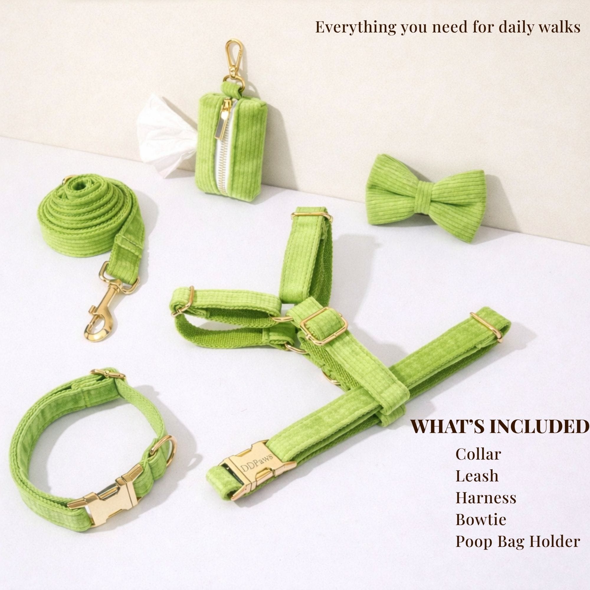 D&D Paws  Apple Green Corduroy Set