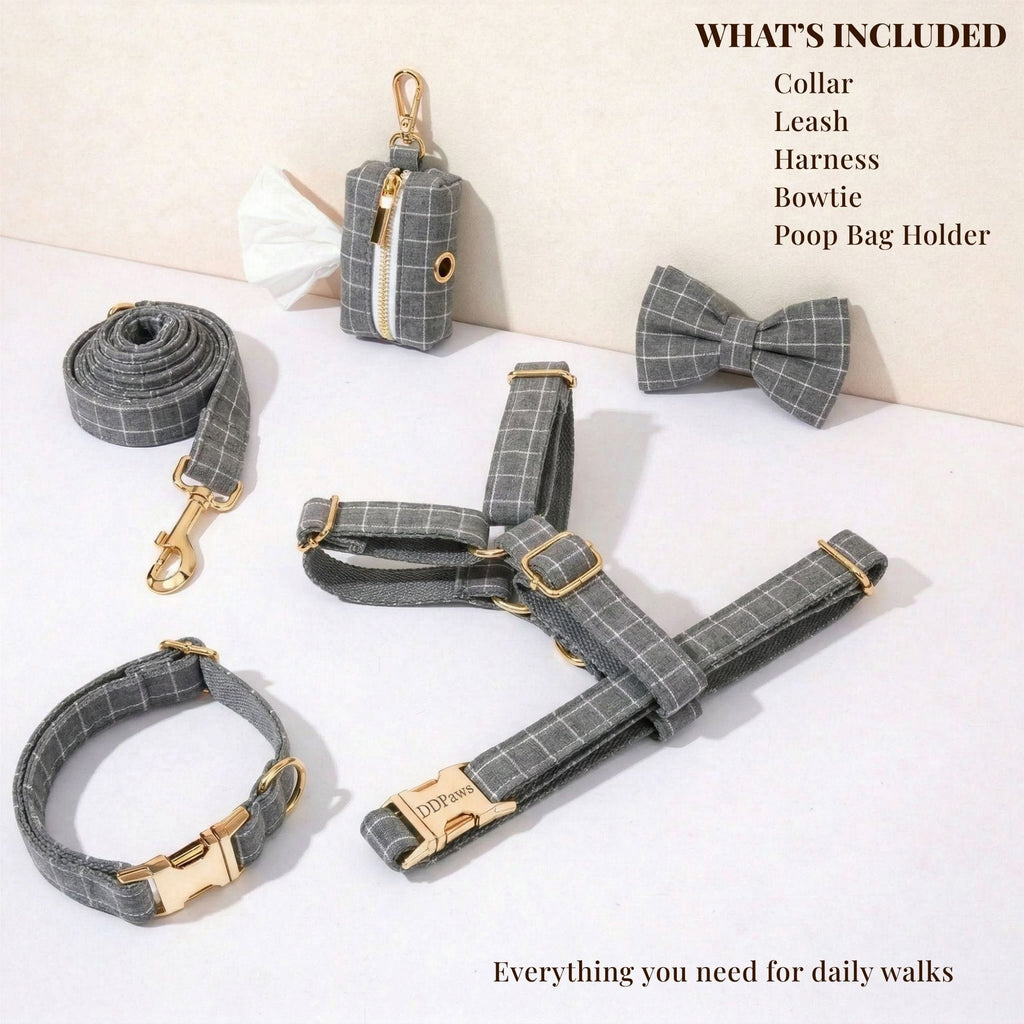 D&D Paws  Gray Plaid Set