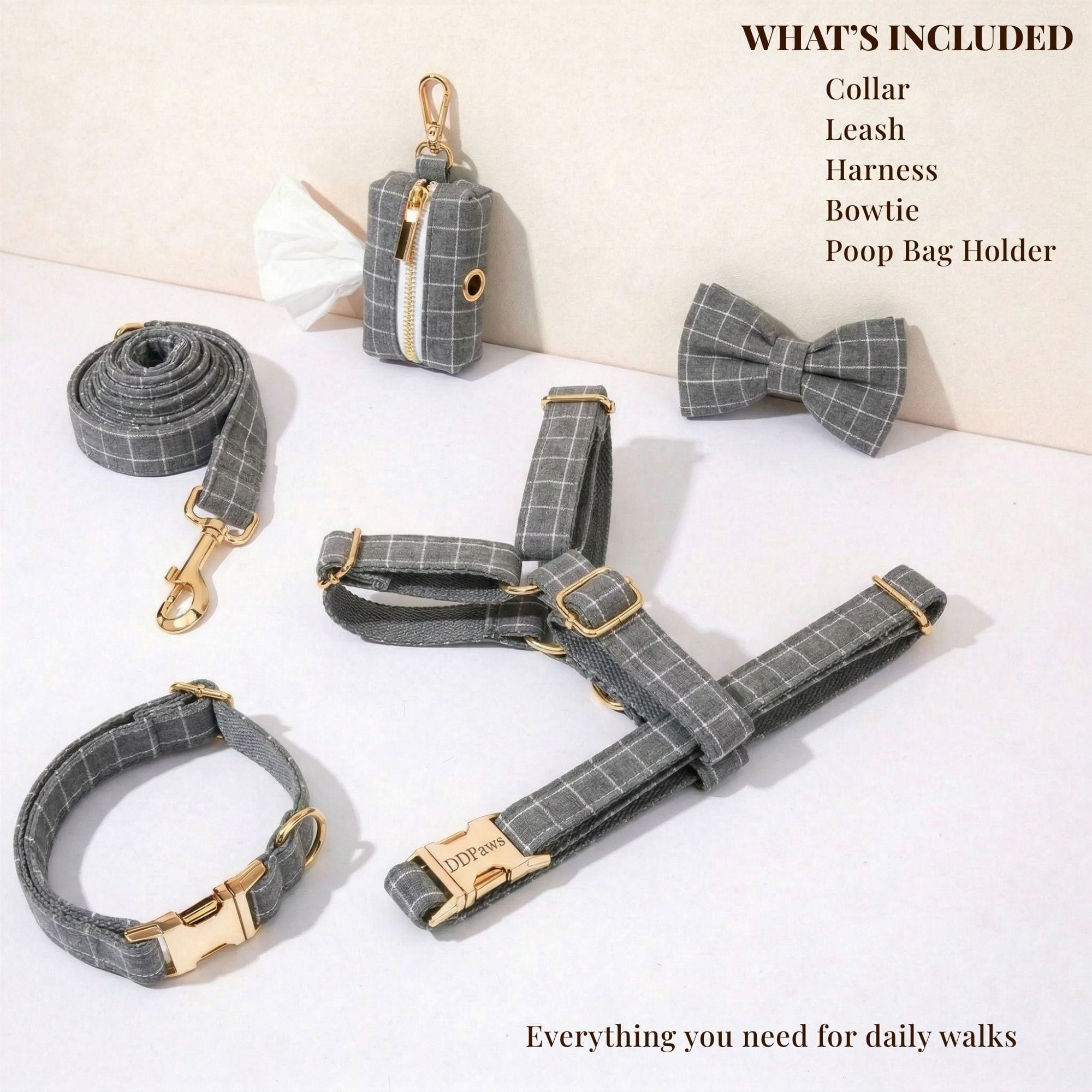 D&D Paws  Gray Plaid Set