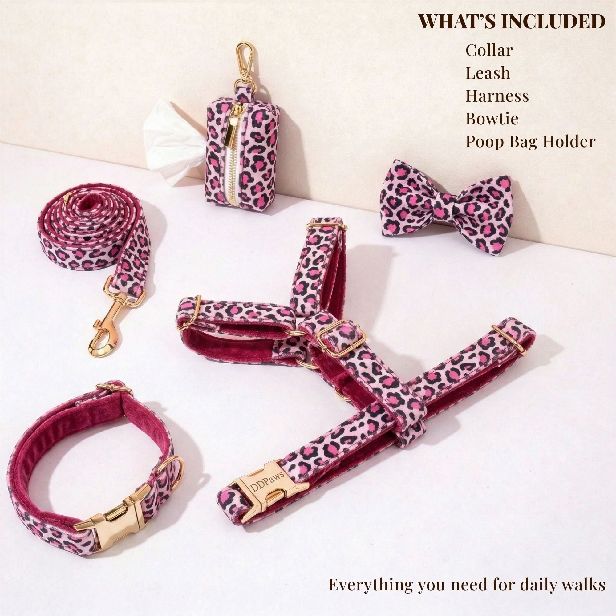 DDPaws  Pink Leopard Velvet Set
