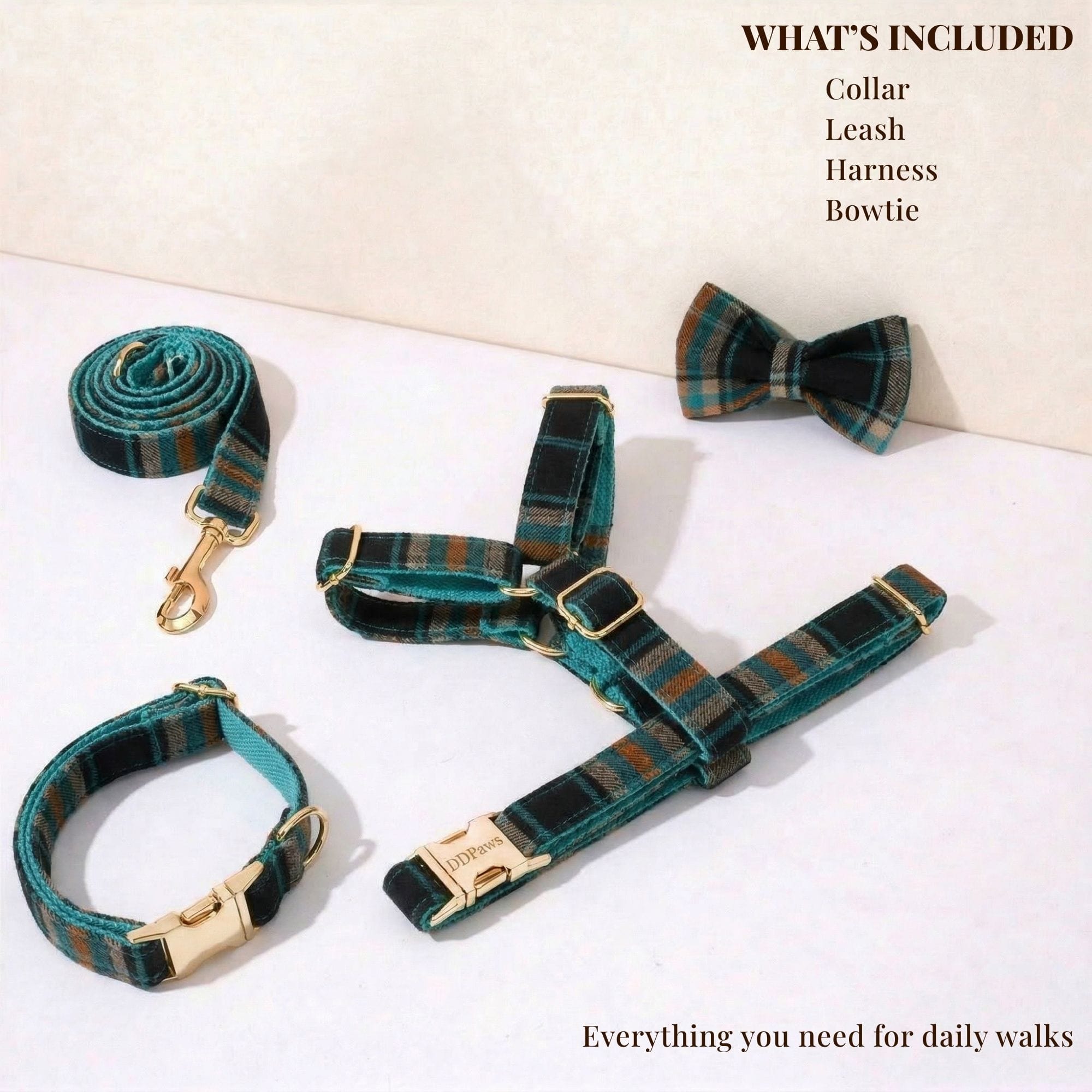 DDPaws  Plaid Emerald Fog Set