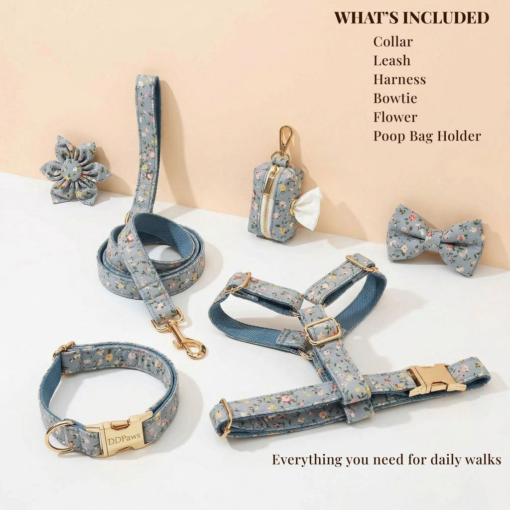 D&D Paws  Dusty Blue Floral Set