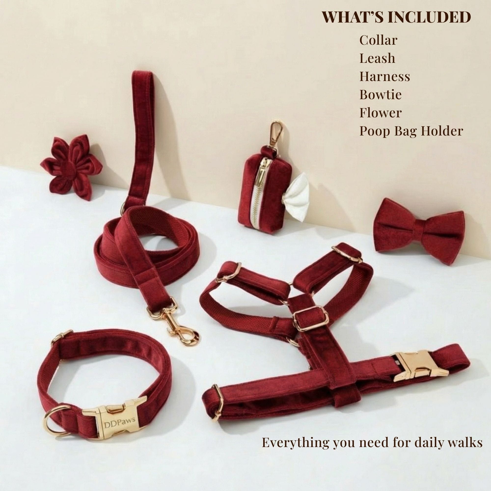 DDPaws  Crimson Red Velvet Set