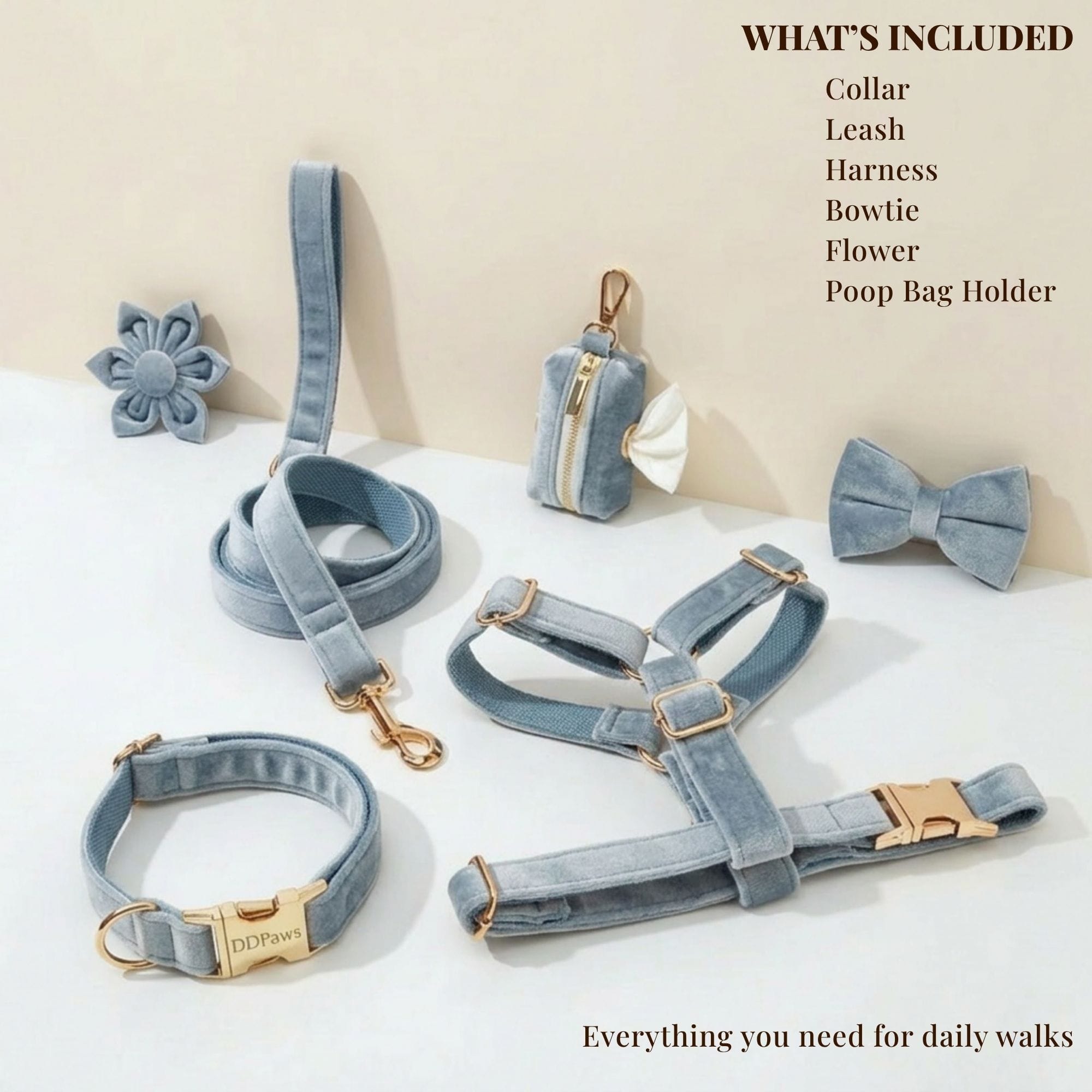 DDPaws  Dusty Blue Velvet Set