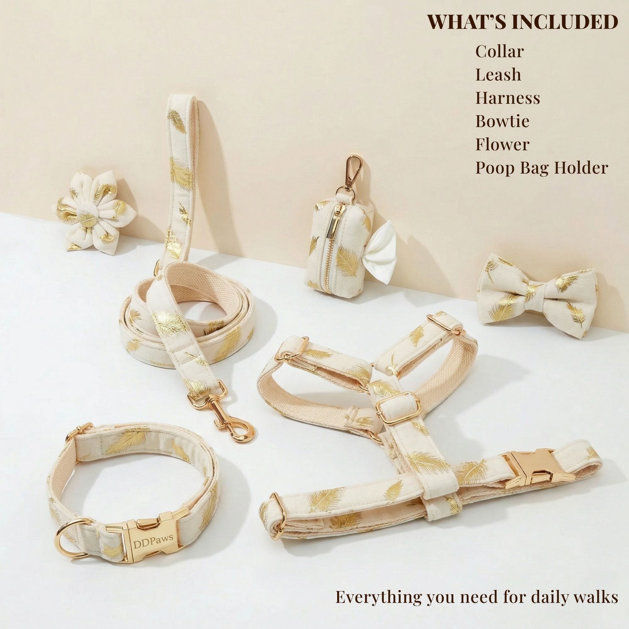 D&D Paws  Ivory Gold Leaf Velvet Set