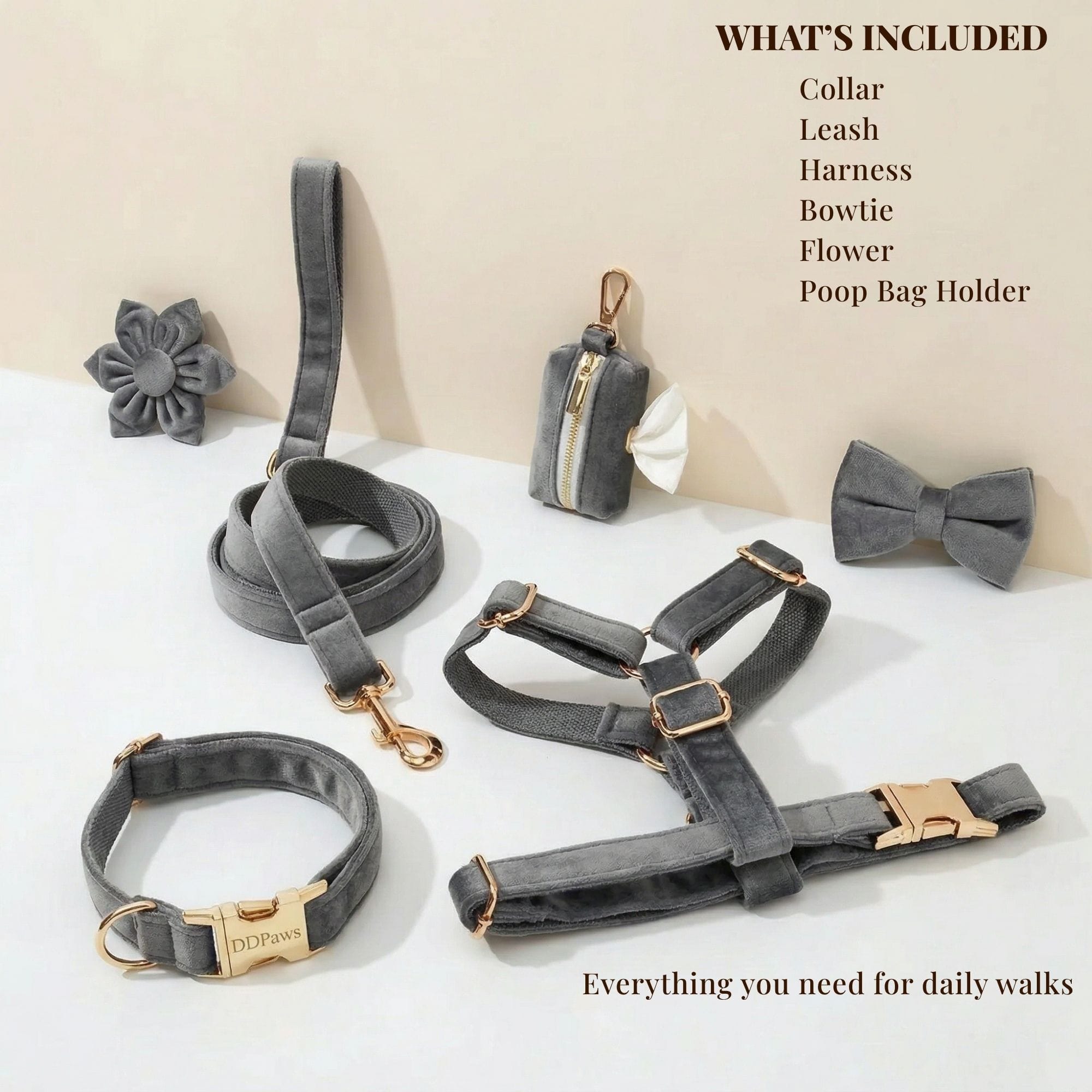 D&D Paws  Dark Grey Velvet Set