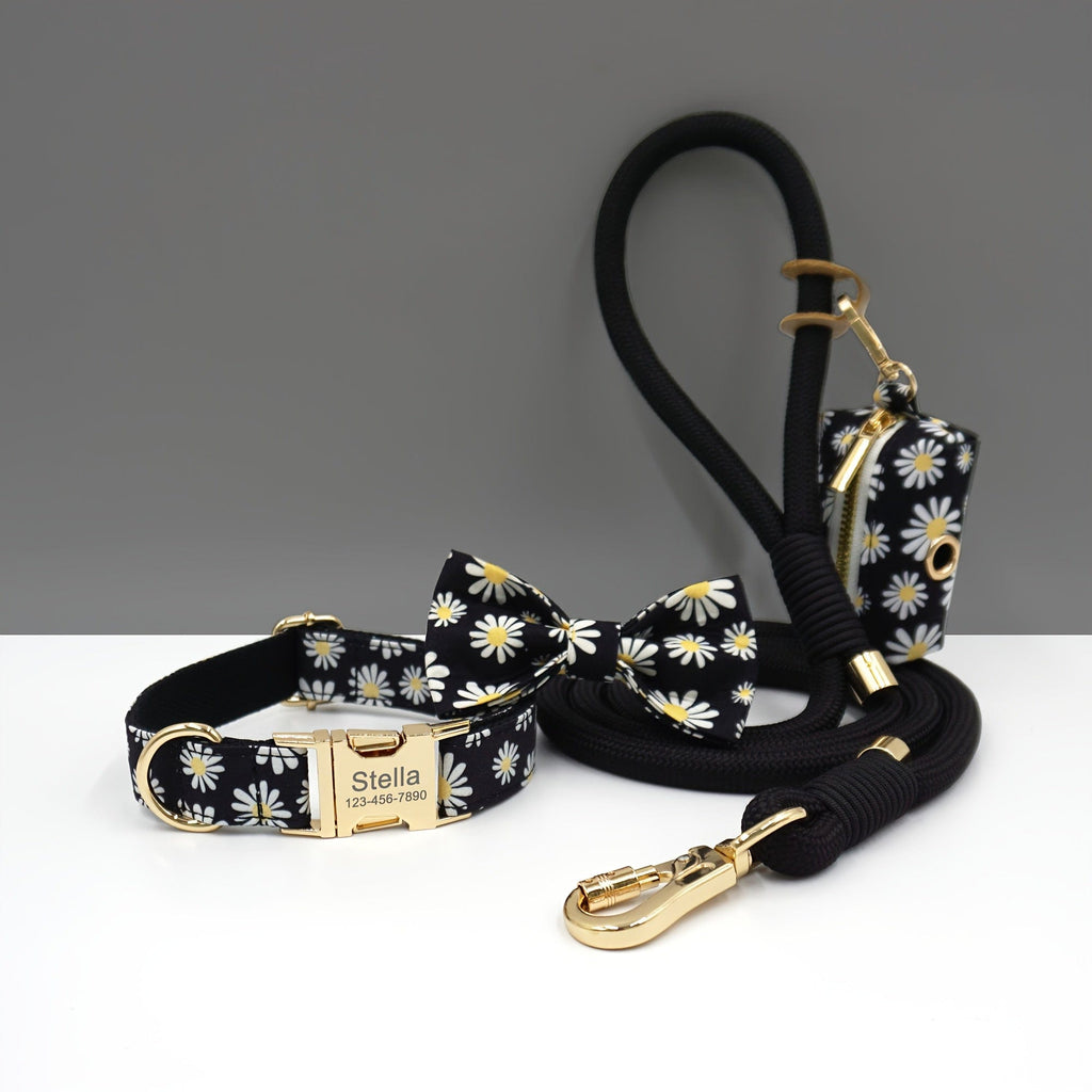 Personalized Cotton Dog Collar Leash Set