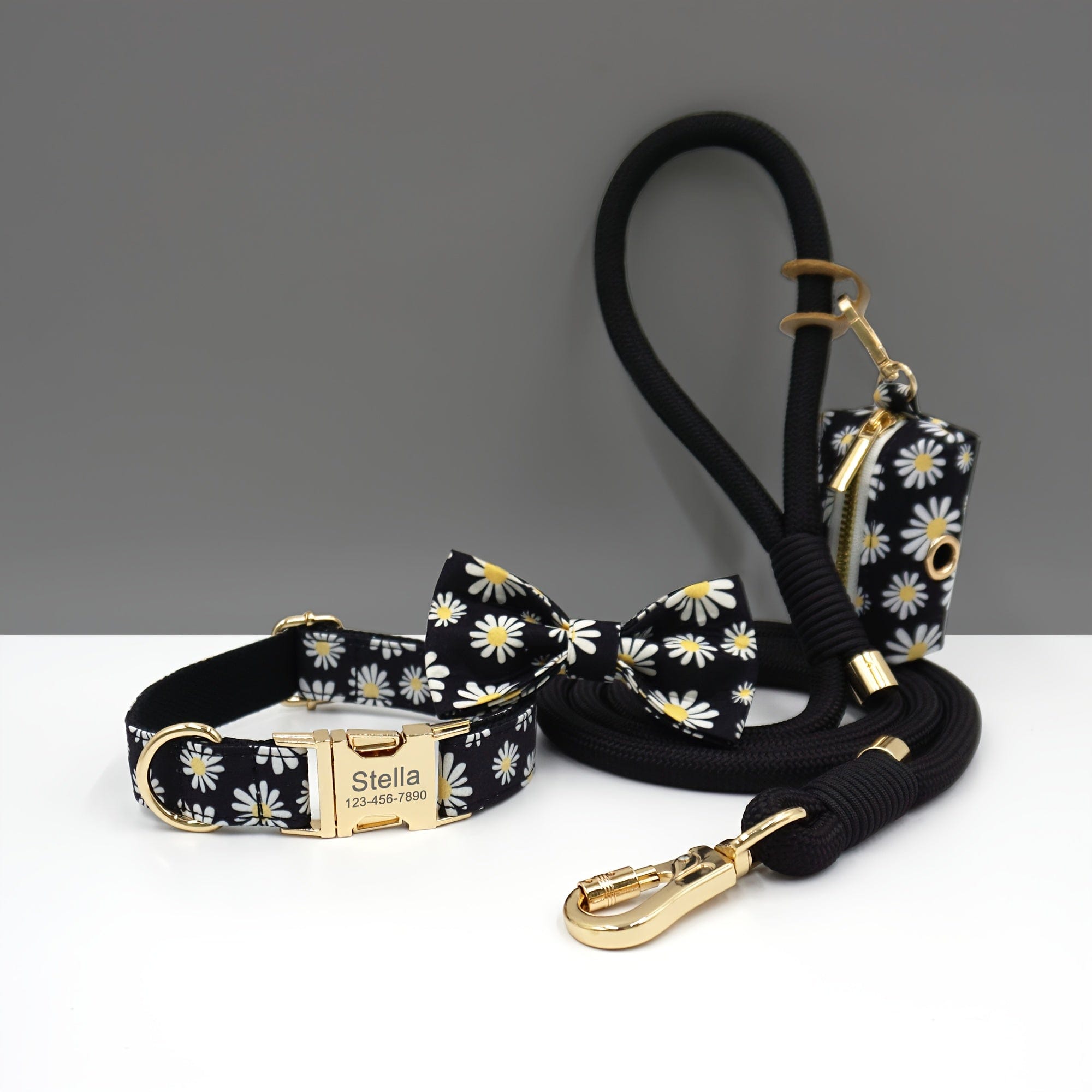 Personalized Cotton Dog Collar Leash Set