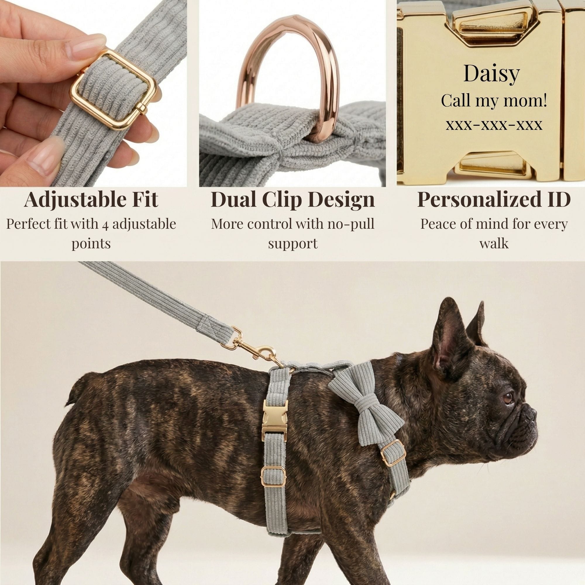 DDPaws  Light Grey Corduroy Set