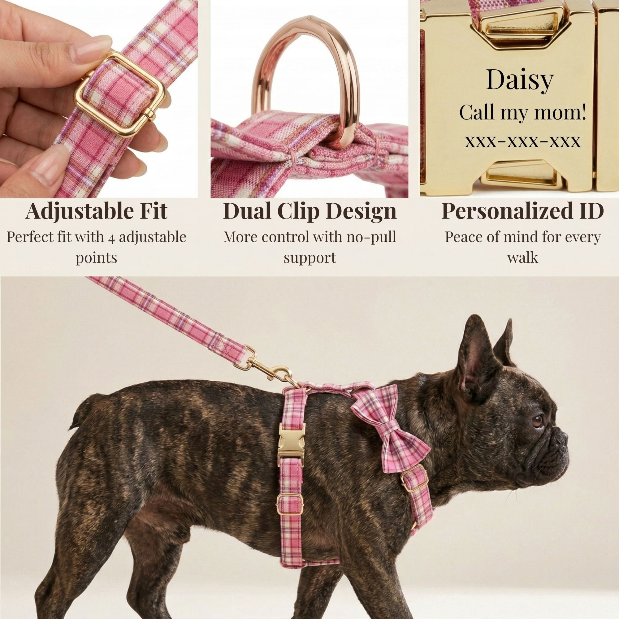 DDPaws  Rose Pink Plaid Set