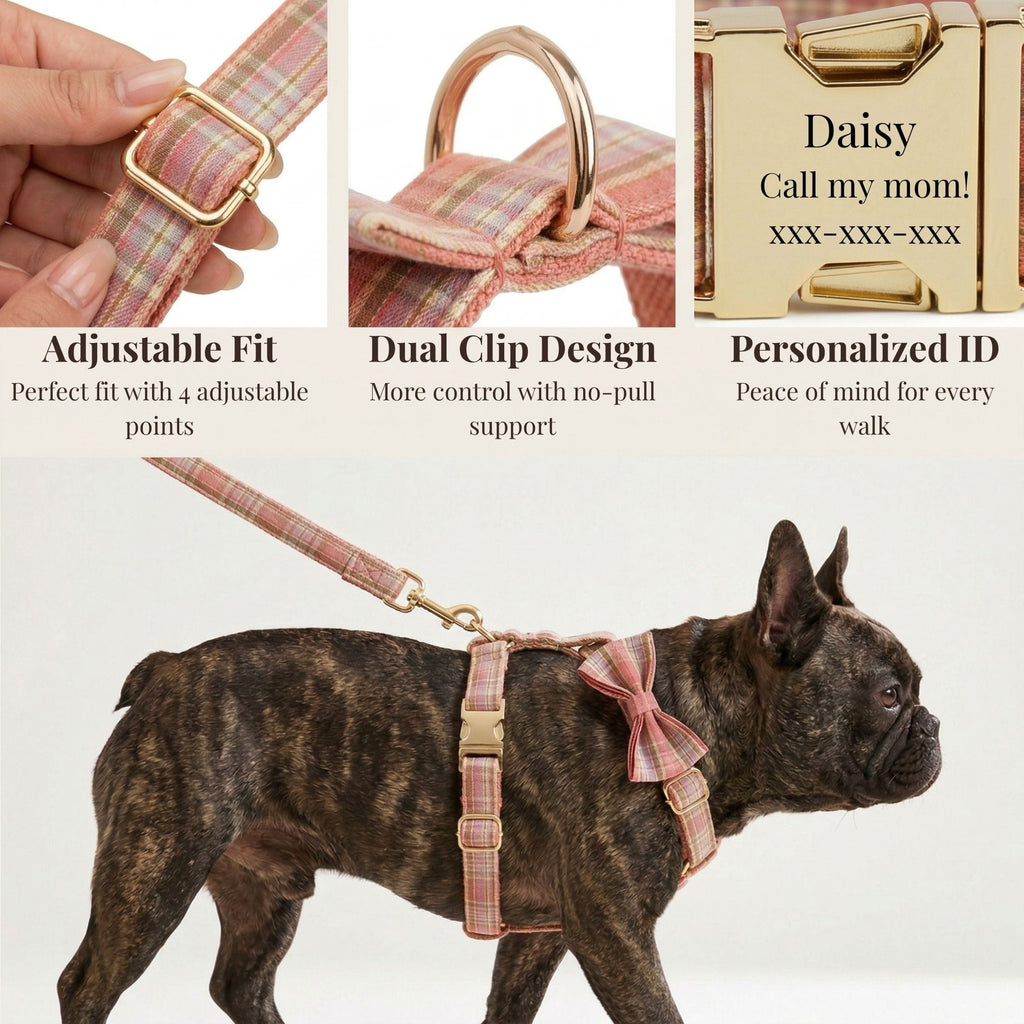 DDPaws  Coral Pink Plaid Set