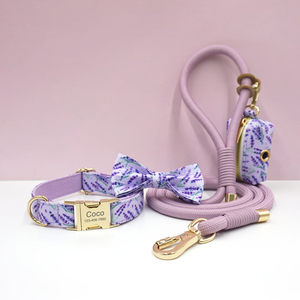 Personalized Cotton Dog Collar Leash Set