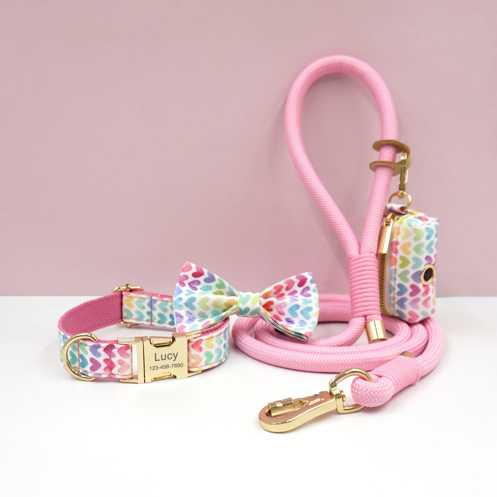 Personalized Cotton Dog Collar Leash Set