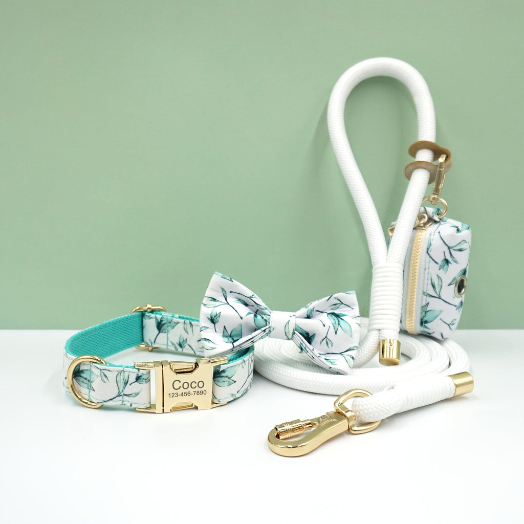 Personalized Cotton Dog Collar Leash Set