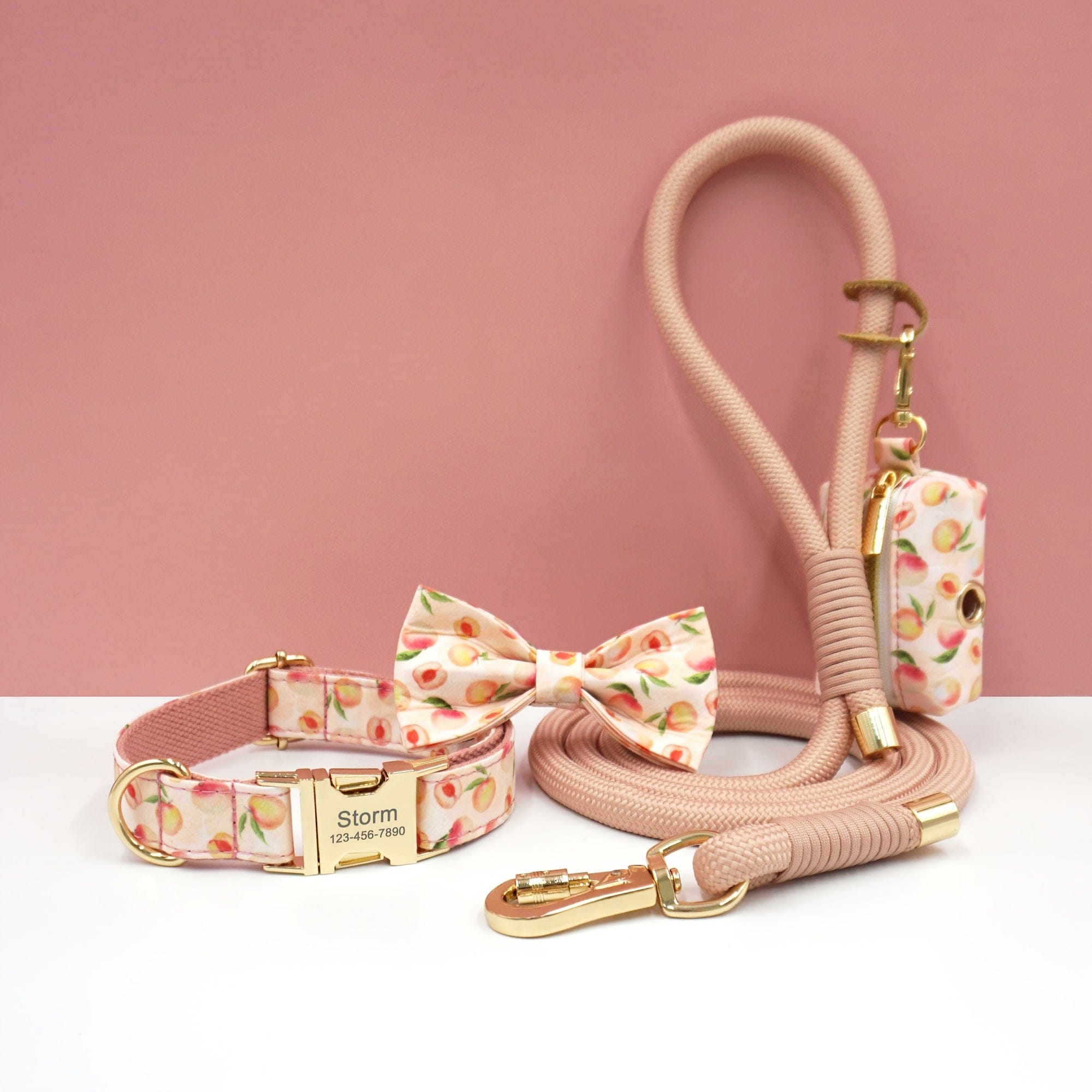 Personalized Cotton Dog Collar Leash Set