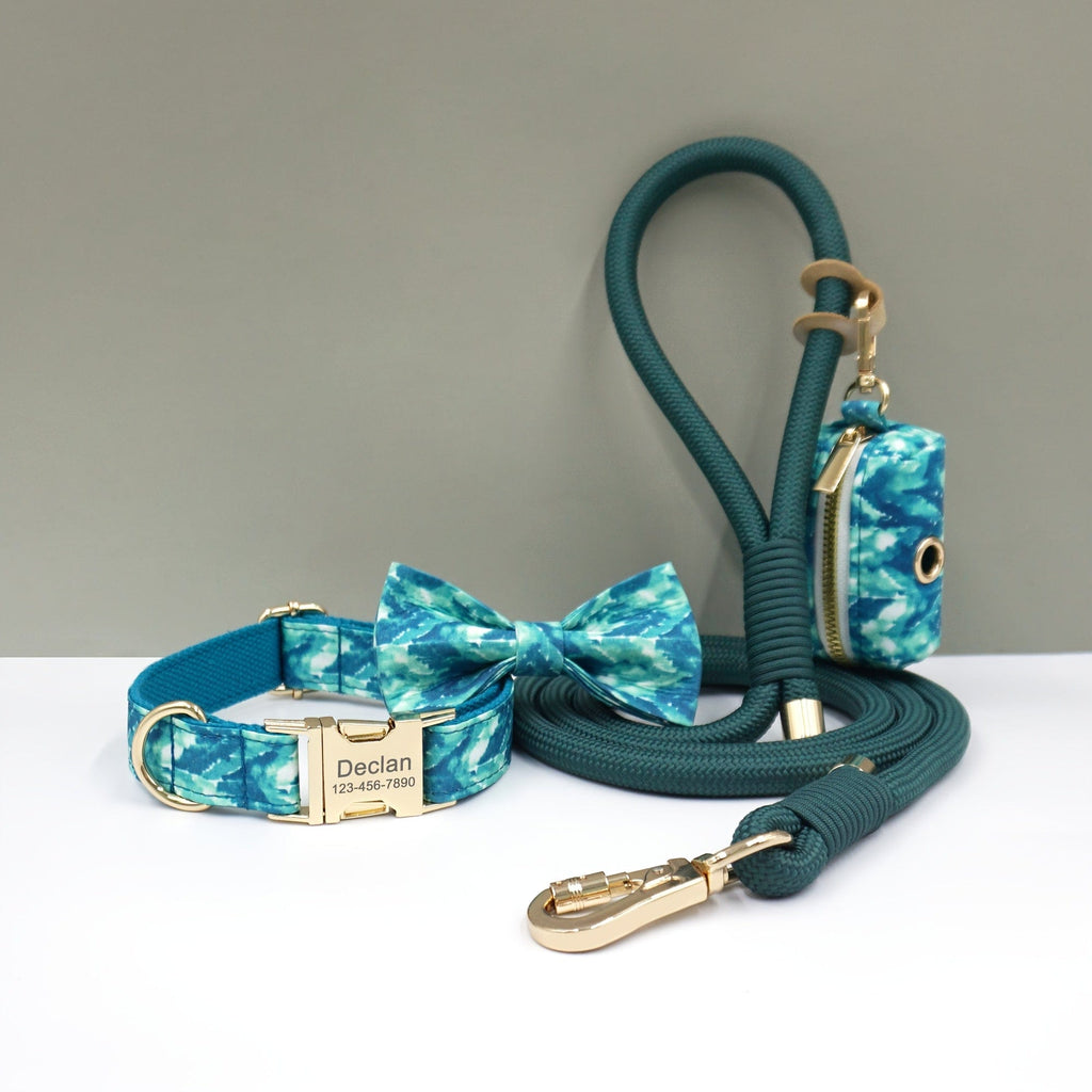 Personalized Cotton Dog Collar Leash Set