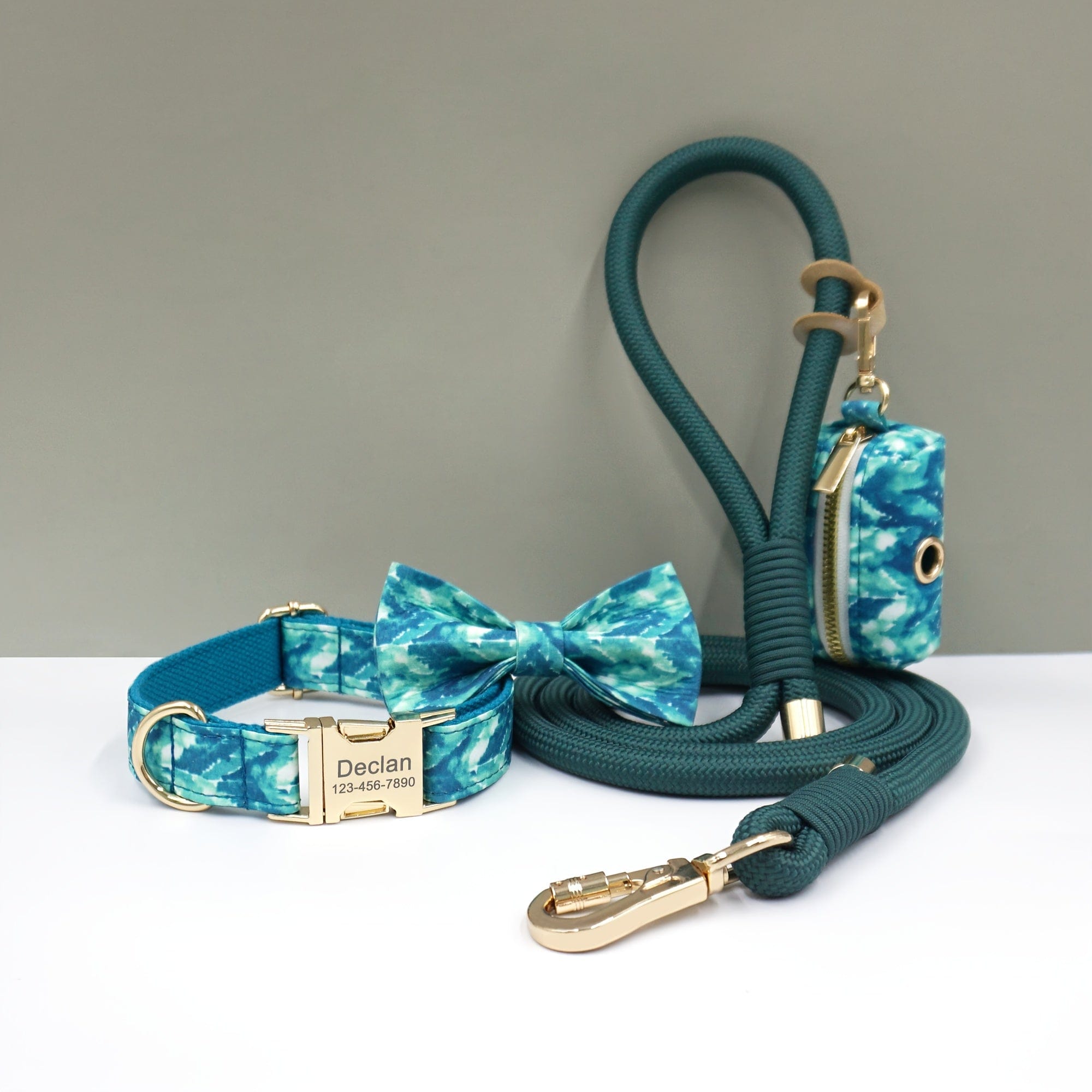Personalized Cotton Dog Collar Leash Set