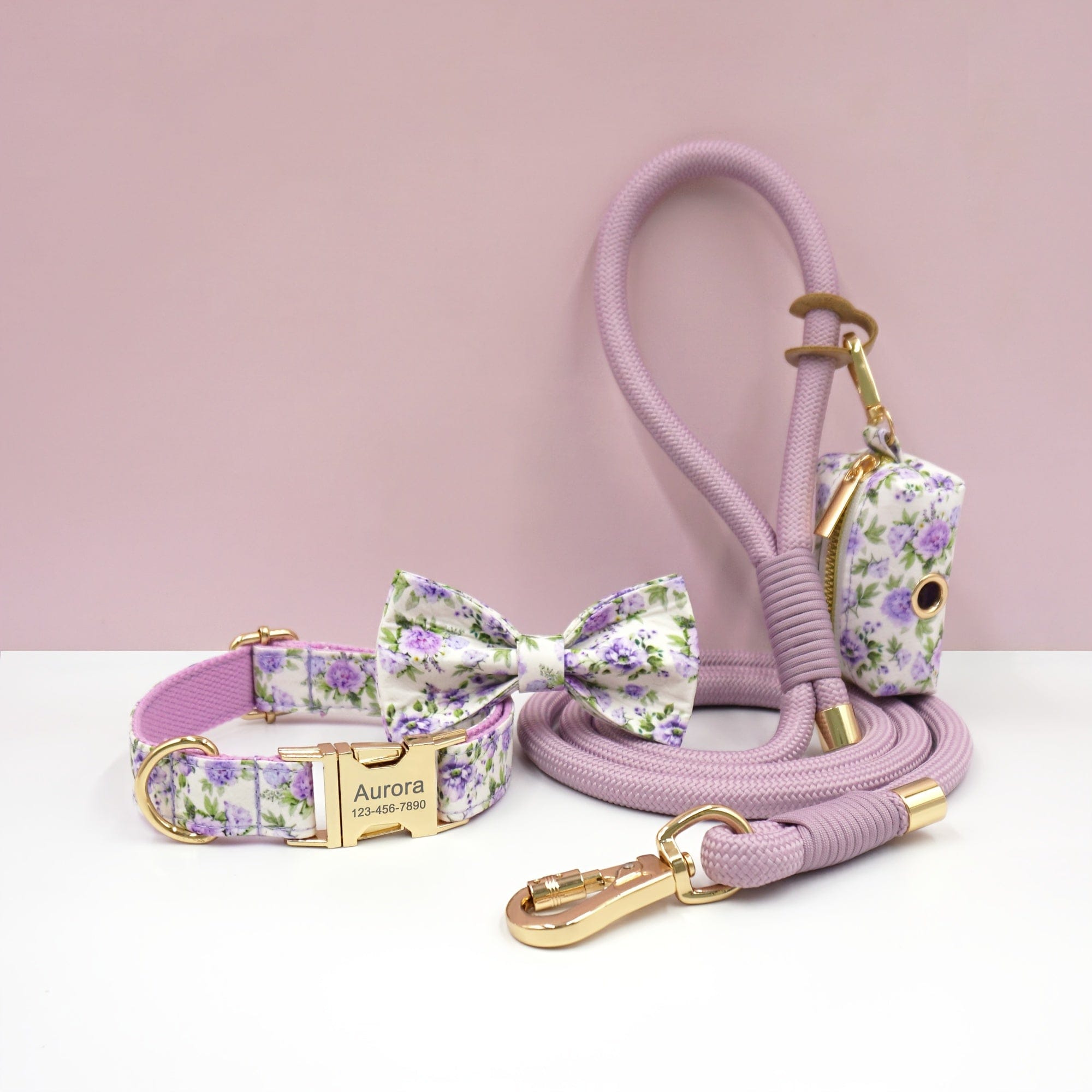 Personalized Cotton Dog Collar Leash Set