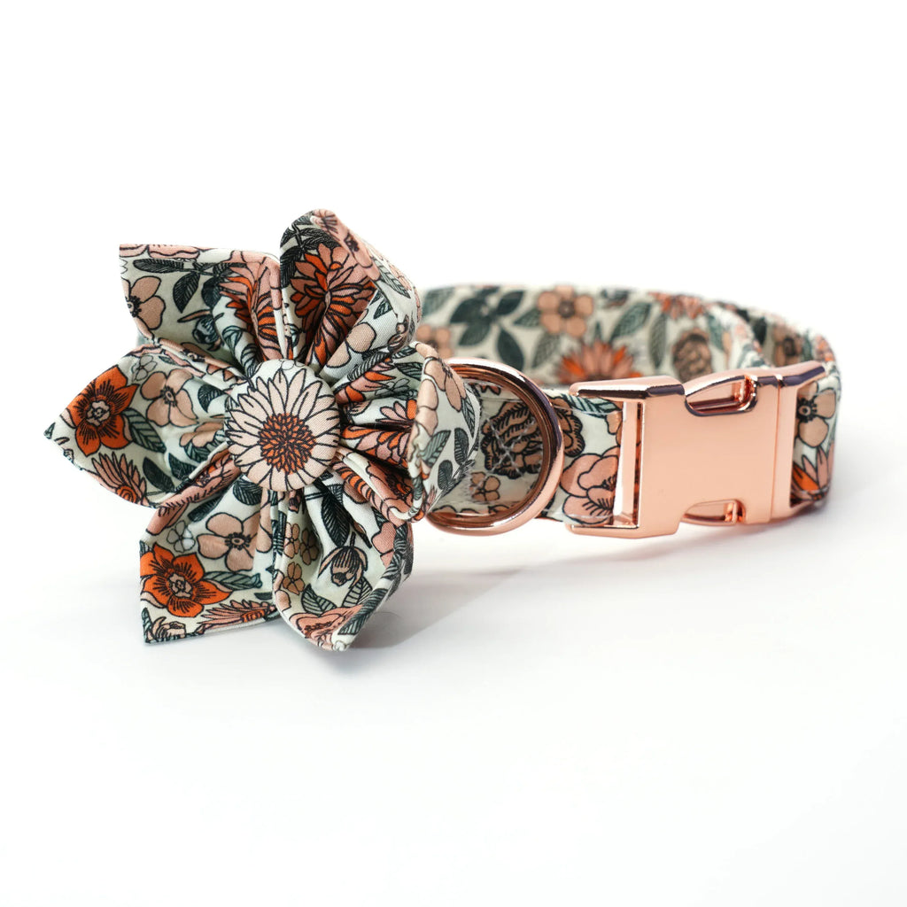 DDPaws  collar flower / XS（old） Personalized Boho Floral Girly Dog Collar Flower with Matching Leash and Harness