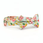DDPaws  Tropical Pineapple Dog Collar Bowtie with Matching Leash,Engrave Name Telphone No