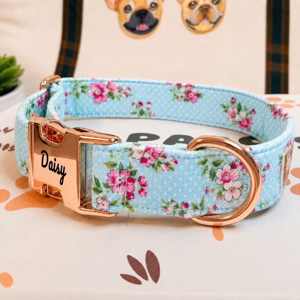 Designed Blue Blossom Floral Dog Vest Set