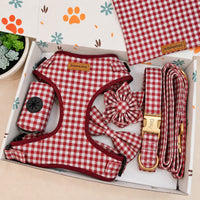 Designed Red Caro Dog Vest Set
