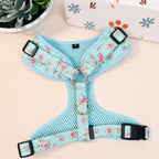 Designed Blue Blossom Floral Dog Vest Set