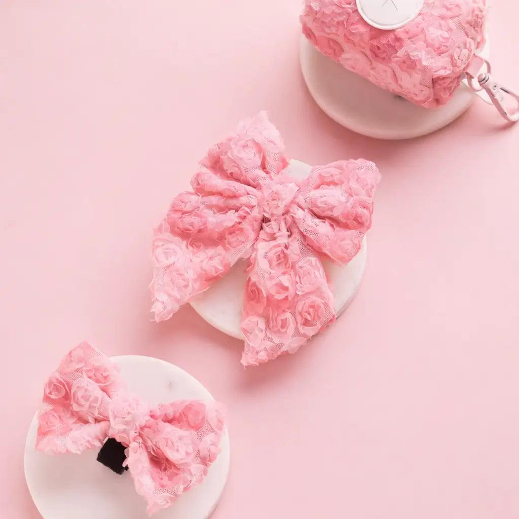 Valentine Rose Dog Harness, Collar & Leash Set – Floral Puppy Walking Set