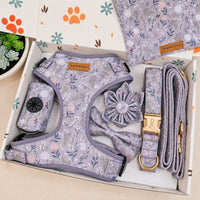 Designed Lilac Meadow Floral Dog Vest Set
